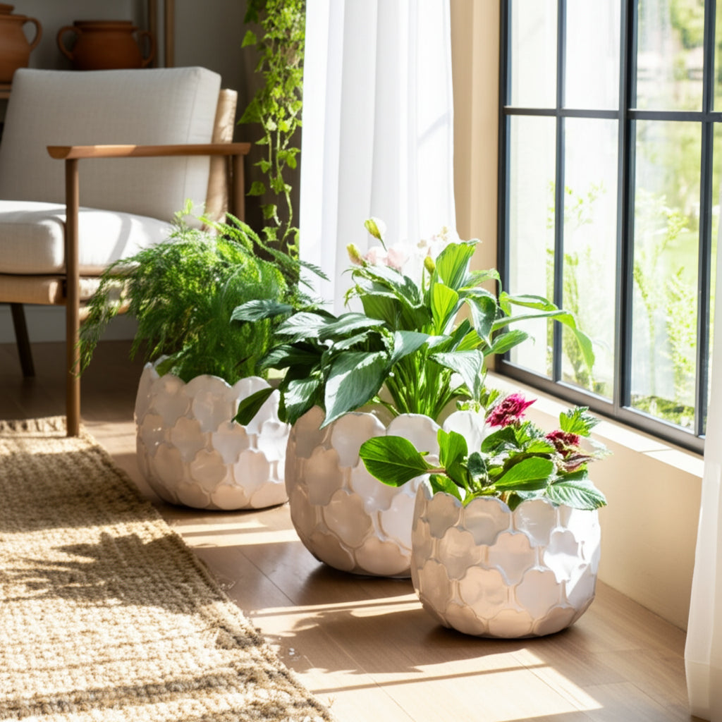 Hazenshaw White Planters (Set of 3)