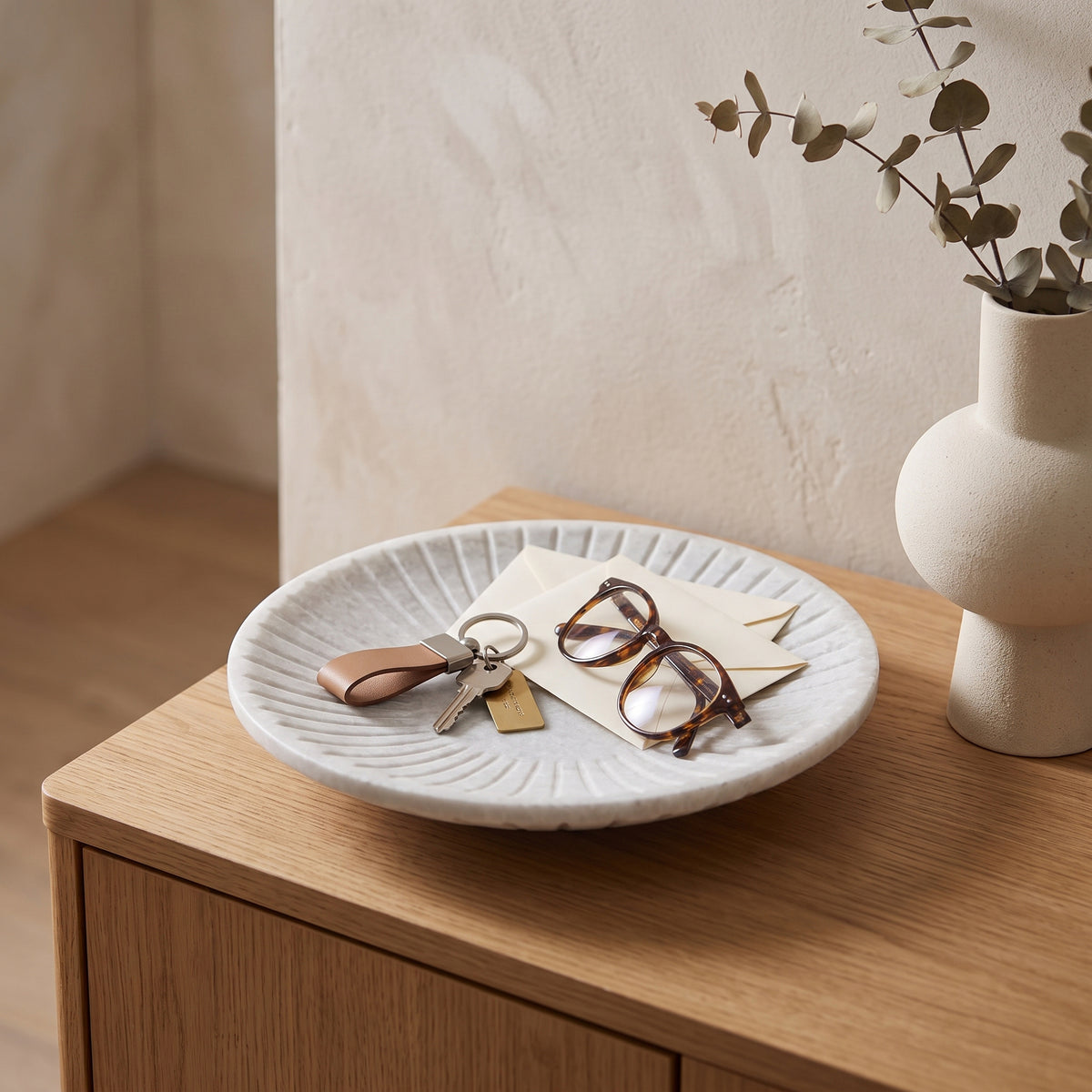 Panoche White Swirl Ridge Marble Bowl