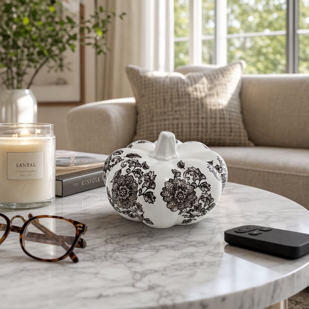 Earp Brown/White Small Chinoiserie Pumpkin