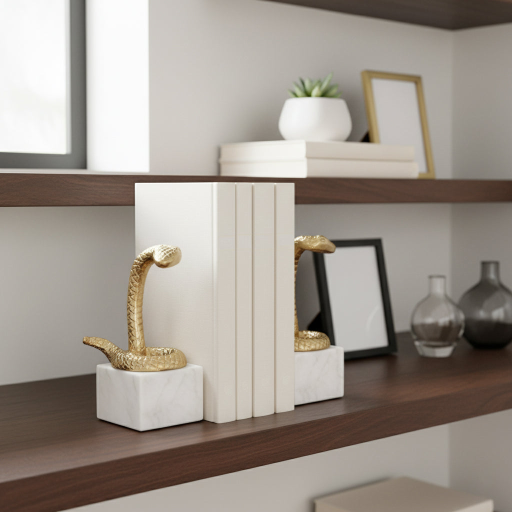 Altamont Gold Snake Bookends (Set of 2)