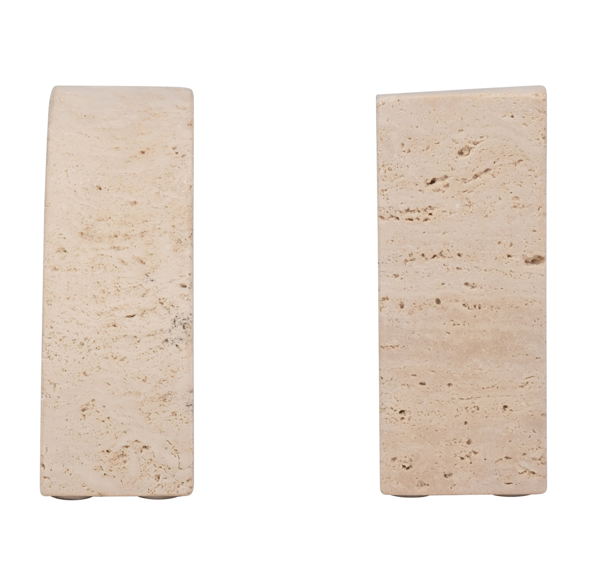 Lucca Tan Travertine Half Dome Bookends (Set of 2)