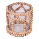 Oak Run Natural/Clear Large Wood Beaded Hurricane