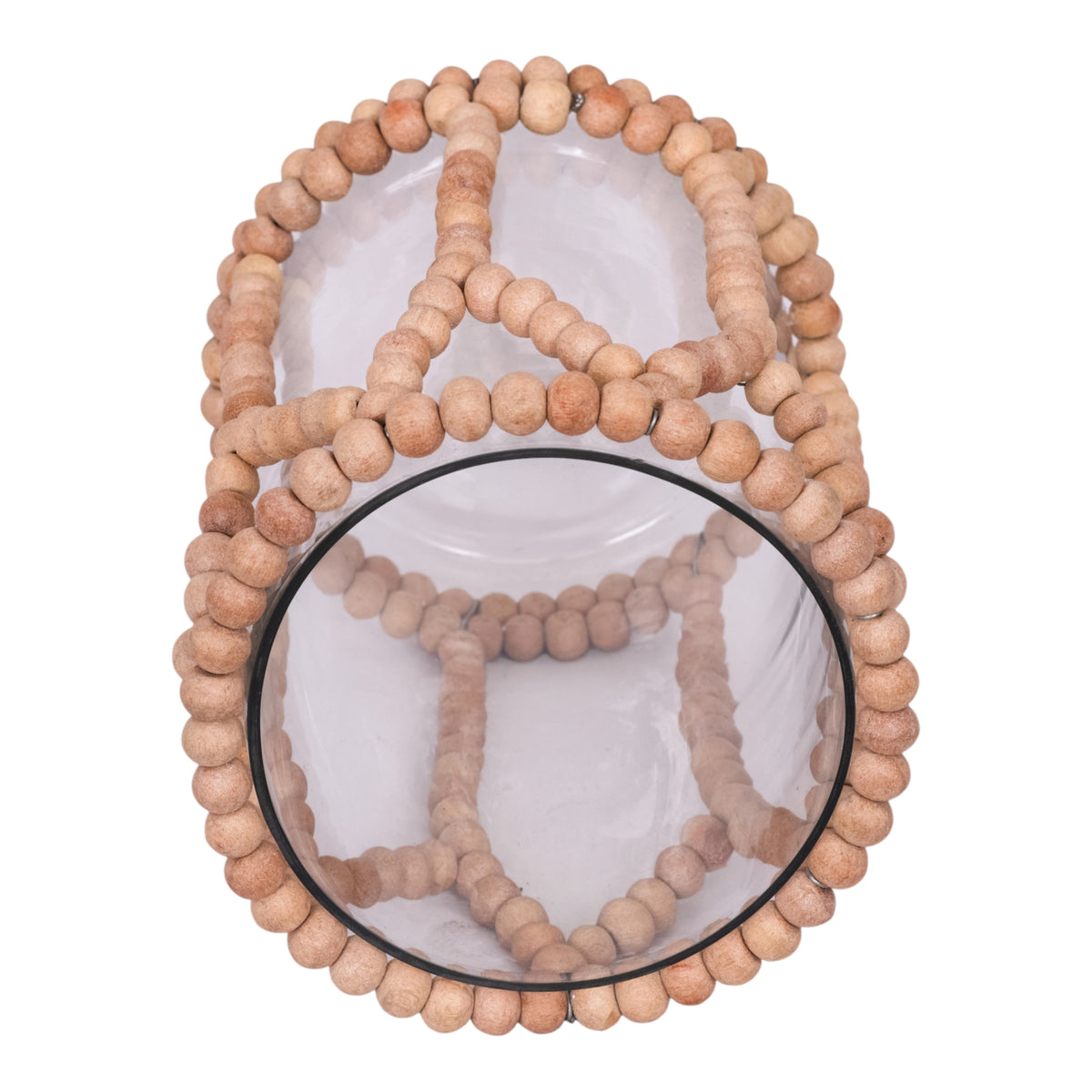 Oak Run Natural/Clear Small Wood Beaded Hurricane