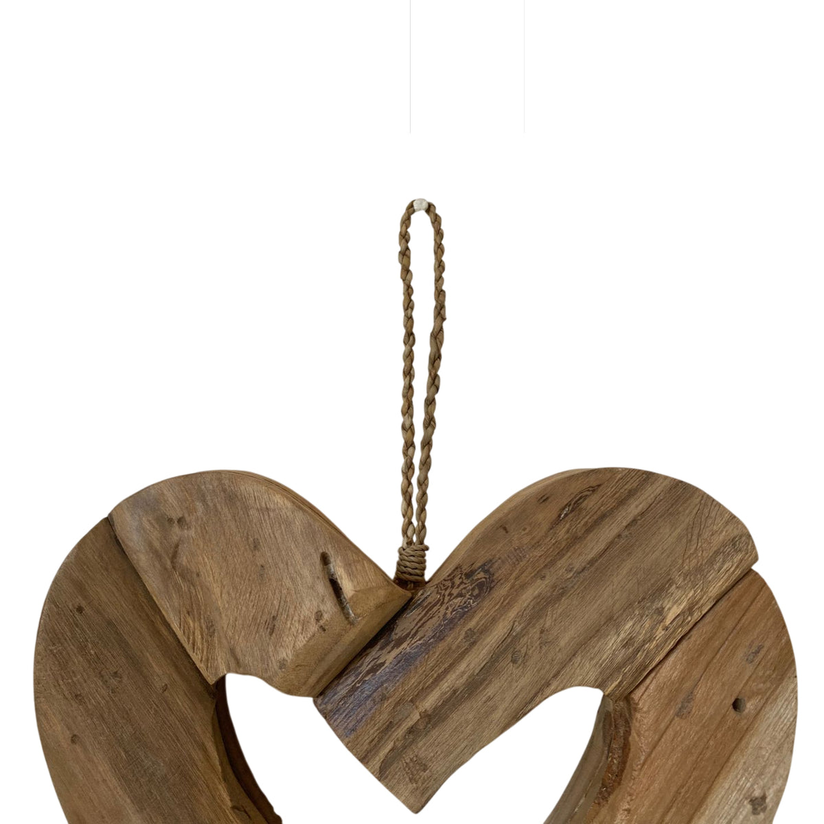 Massack Natural Teakwood Heart Hanging Decor