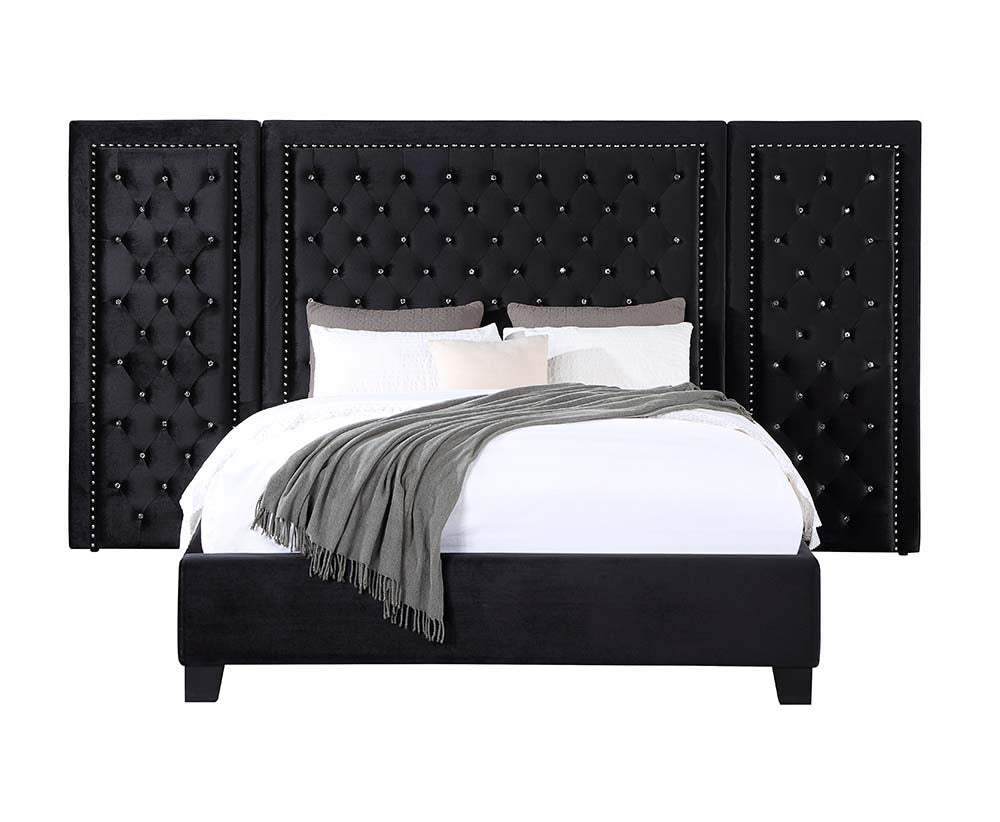 Damazy Black Queen Bed - Ornate Home