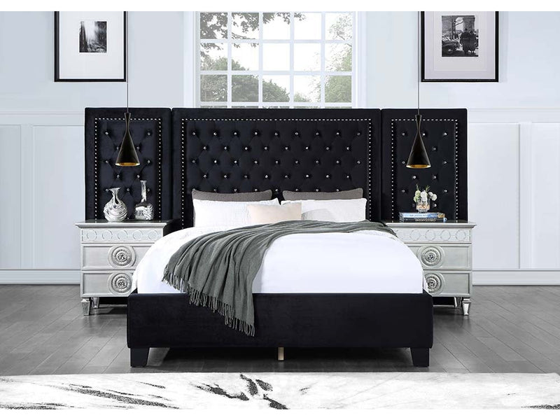 Damazy Black Queen Bed - Ornate Home