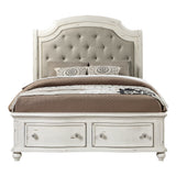 Jaqueline Gray/Antique White Queen Bed w/ Storage