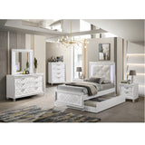 Skylar  & Pearl White Full Bed W/Led - Ornate Home