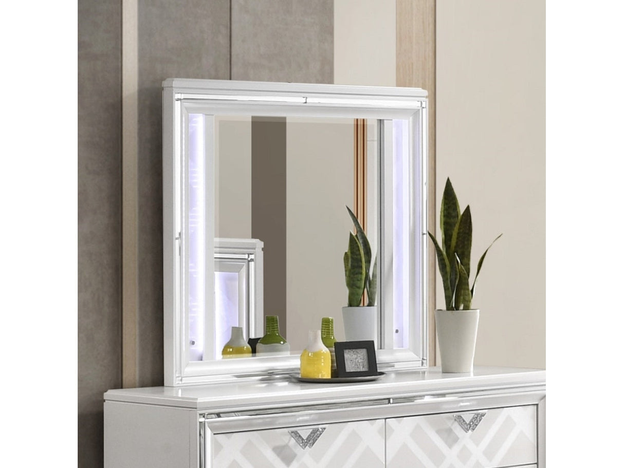 Skylar Pearl White Mirror W/Led - Ornate Home