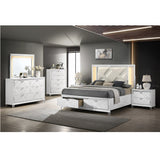 Skylar  & Pearl White Eastern King Bed W/Led Storage - Ornate Home