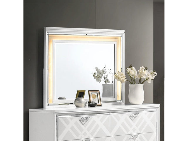 Skylar Pearl White Mirror W/Led - Ornate Home