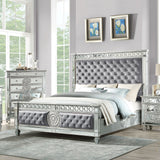 Varian Gray Velvet & Mirrored California King Bed - Ornate Home