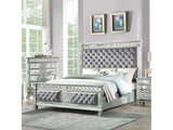 Varian Gray Velvet & Mirrored California King Bed - Ornate Home