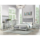 Varian Gray Velvet & Mirrored California King Bed - Ornate Home