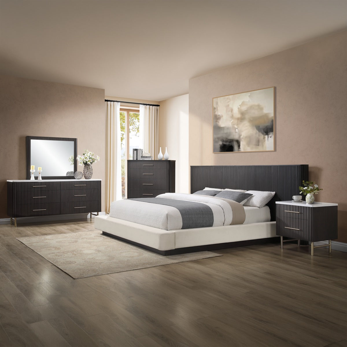 Clayten Beige/Espresso Queen Bed