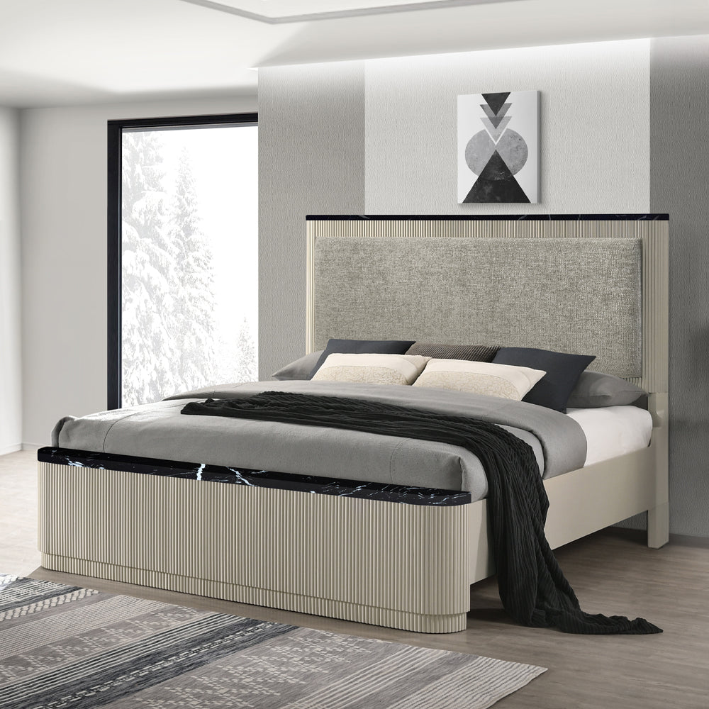 Travonte Gray/Beige Queen Bed