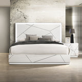 Esther White/Silver Eastern King Bed w/LED