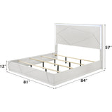 Esther White/Silver Eastern King Bed w/LED