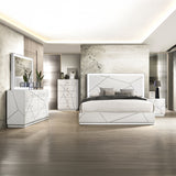 Esther White/Silver Eastern King Bed w/LED