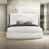 Esther White/Silver Queen Bed w/LED