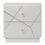 Esther White/Silver Nightstand