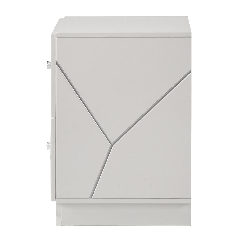 Esther White/Silver Nightstand