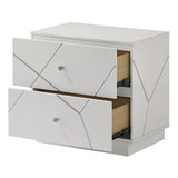 Esther White/Silver Nightstand