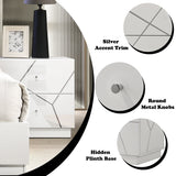 Esther White/Silver Nightstand