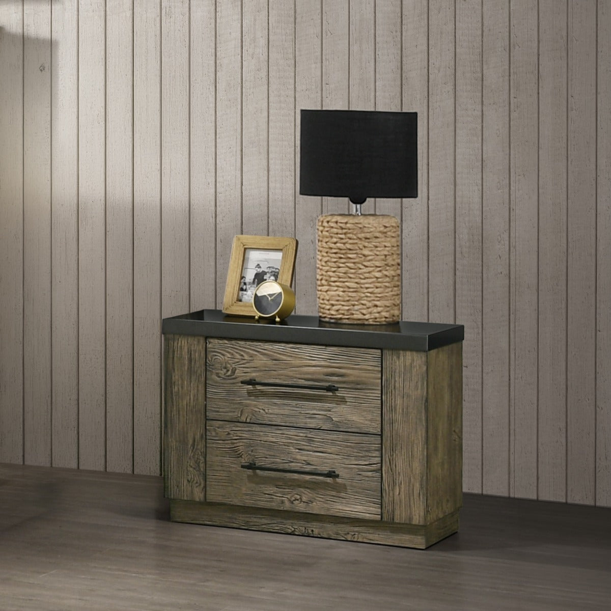 Lance Distressed Oak Nightstand