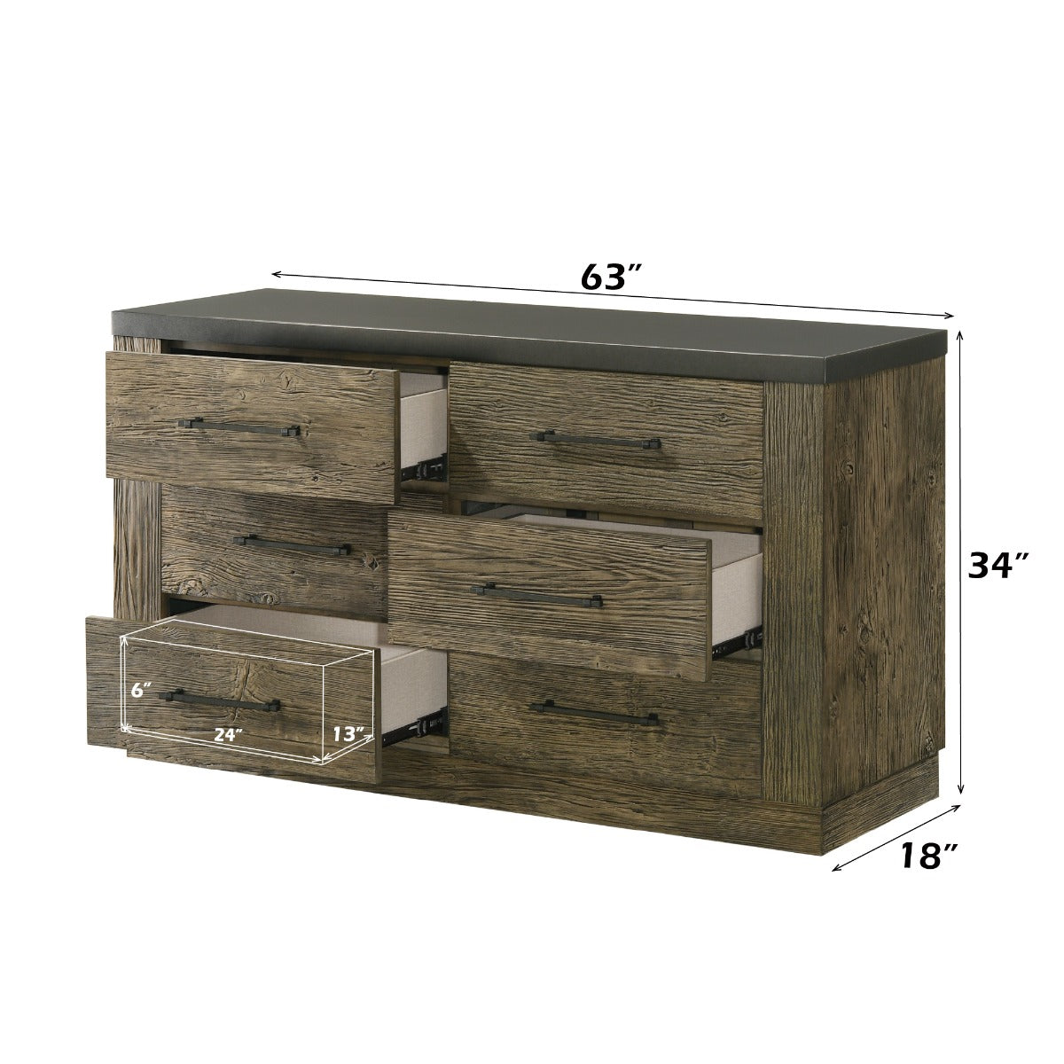 Lance Distressed Oak Dresser
