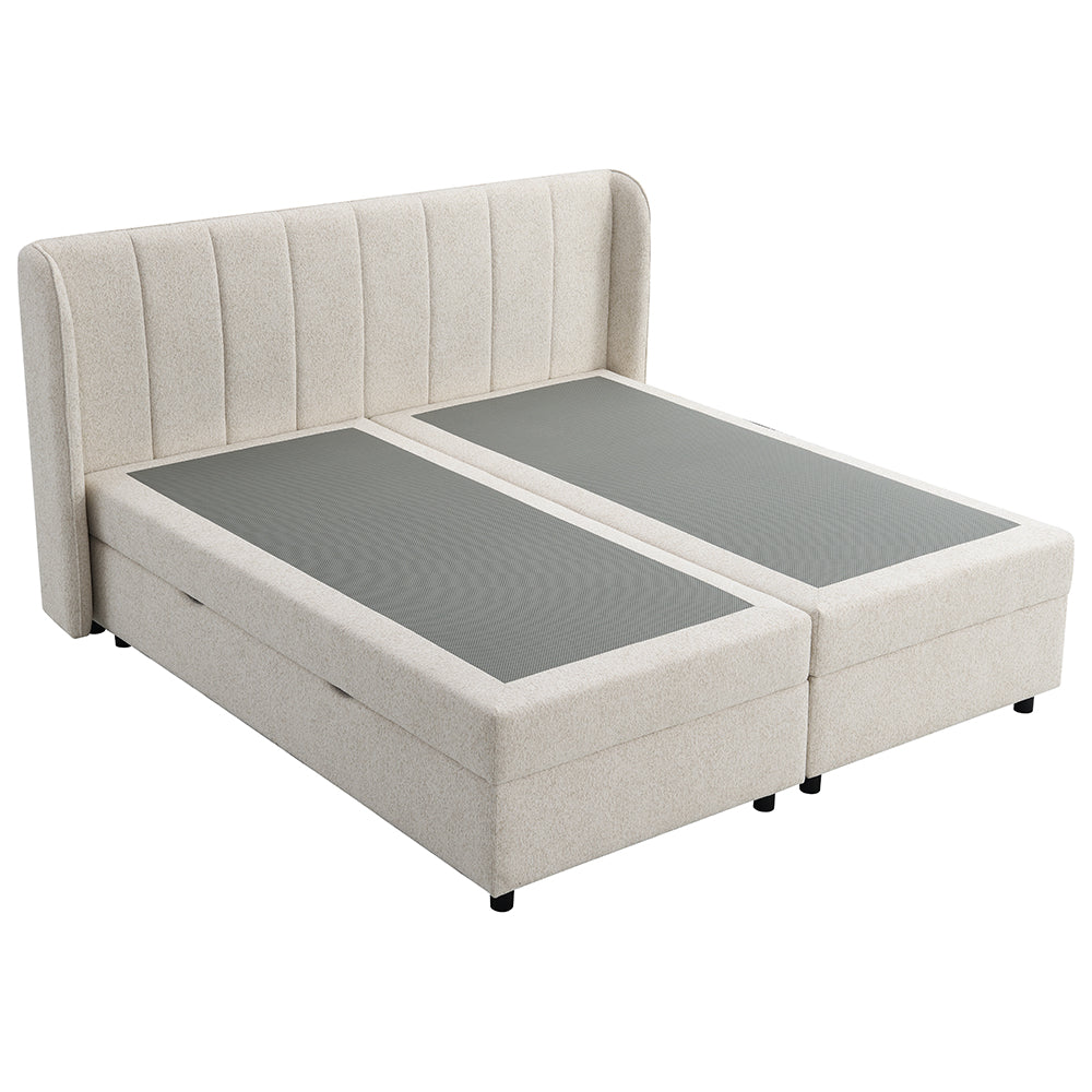 Adonia Beige Queen Bed w/Storage
