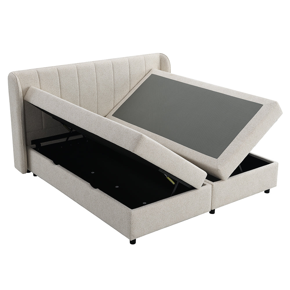 Adonia Beige Queen Bed w/Storage
