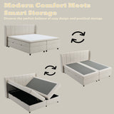 Adonia Beige Queen Bed w/Storage