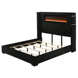 Garner Black/Gray Queen Bed w/Fireplace, LED, Reading Light, Speaker, Bluetooth, USB
