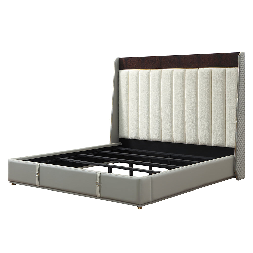 Jamonica Beige/Glossy Wood Grain Top Eastern King Bed