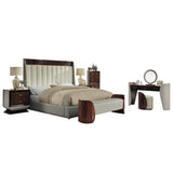 Jamonica Glossy Wood Grain Top/Gold Nightstand w/2 Drawers