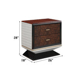 Jamonica Glossy Wood Grain Top/Gold Nightstand w/2 Drawers
