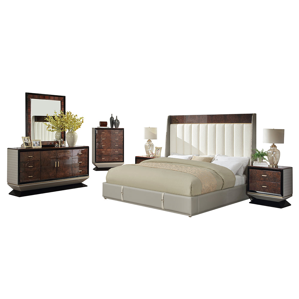 Jamonica Glossy Wood Grain Top/Gold Mirror