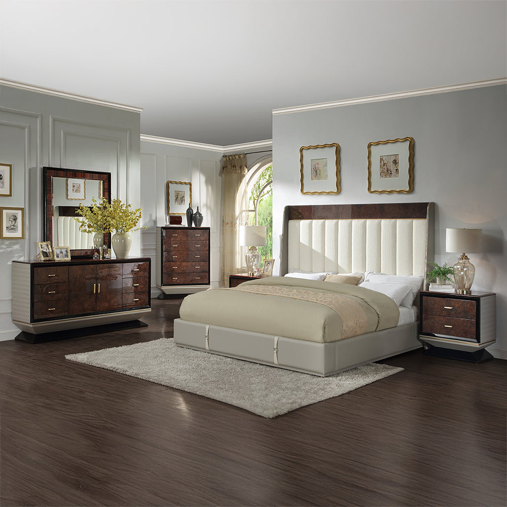 Jamonica Glossy Wood Grain Top/Gold Dresser