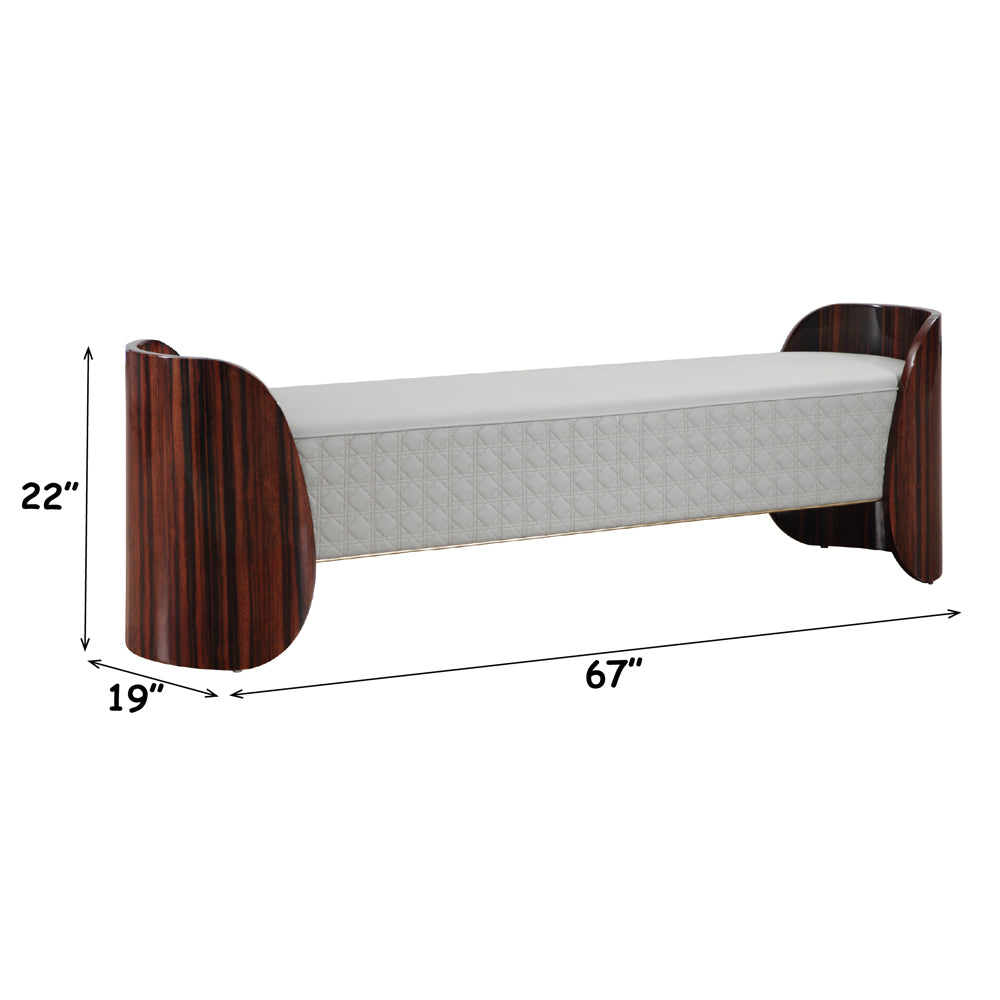 Jamonica Glossy Wood Grain/Beige Bench