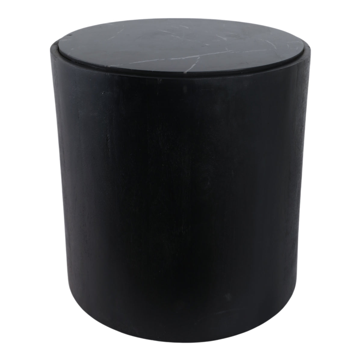 Johnsville Black/White Marble Inlay Round Accent Table