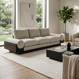 Pierpont Bay Tan/Black 3-Seater Bolster Sofa with Wood Base