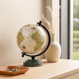 Fagan Green/Black Globe on Ridged Marble Base