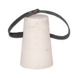 Soda Bay White/Black Marble Doorstop with Leather Handle