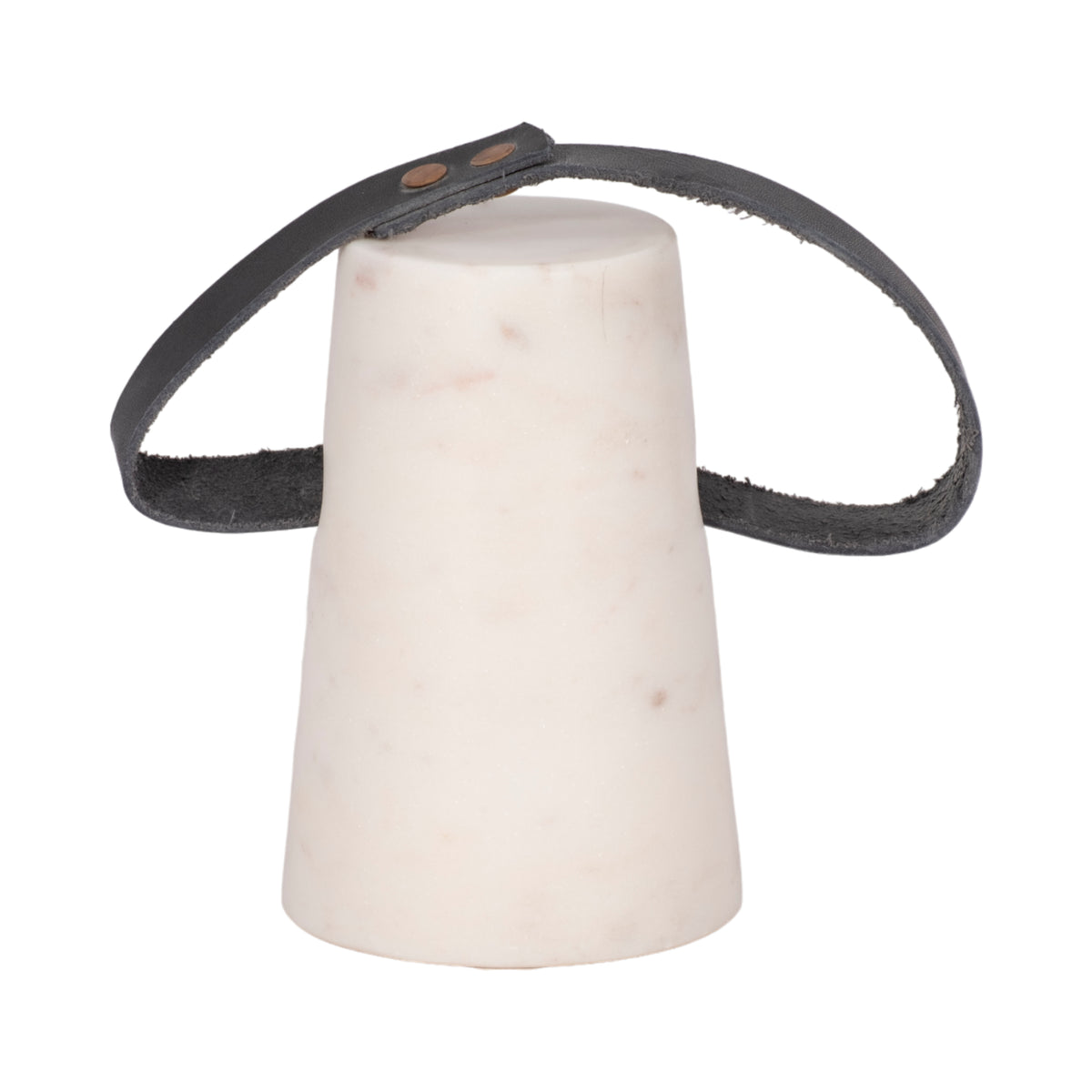 Soda Bay White/Black Marble Doorstop with Leather Handle