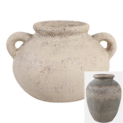 Hovley Ivory/Green Terracotta Double Handle Vase
