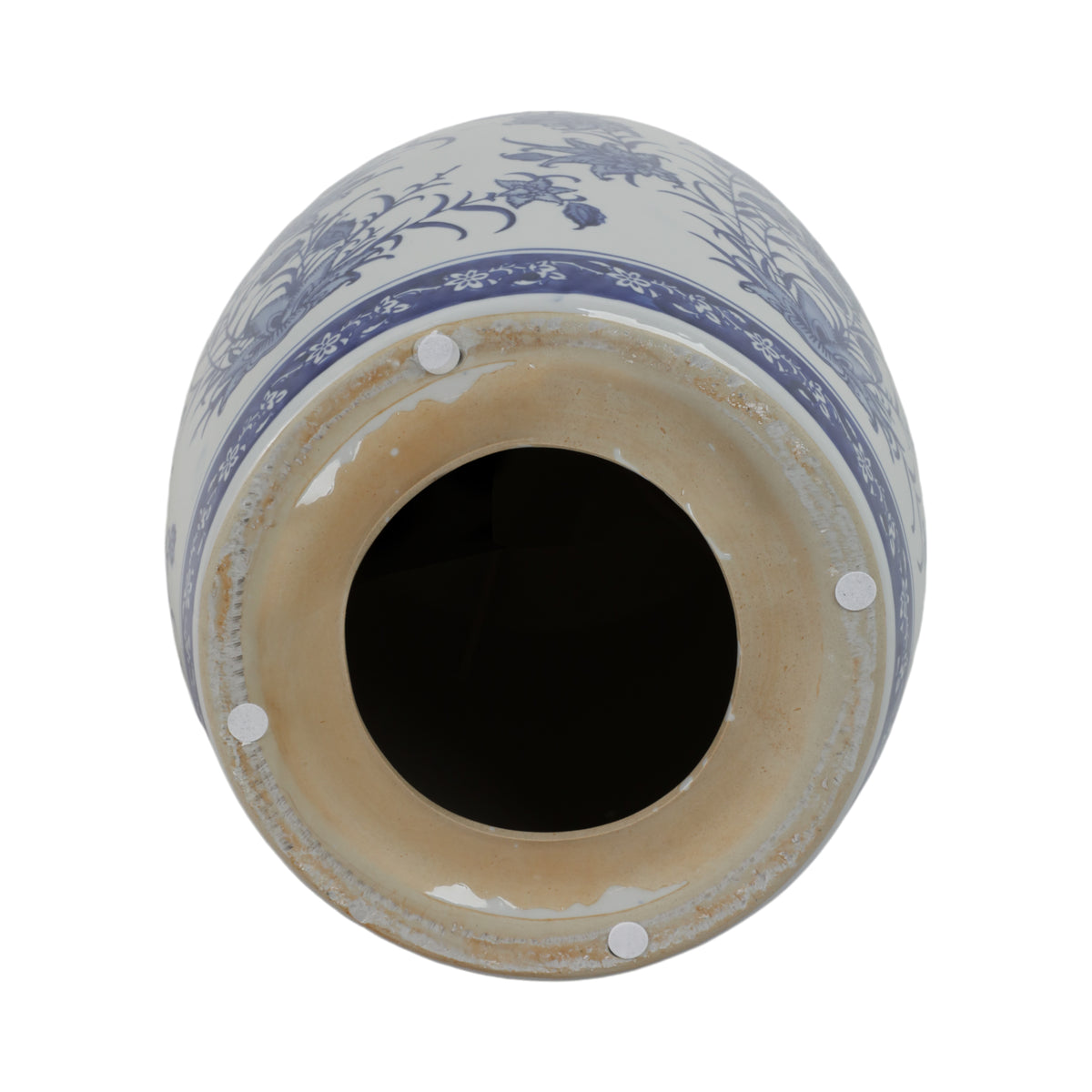 Hunterdale Blue/White Ceramic Pinwheel Flower Chinoiserie Stool