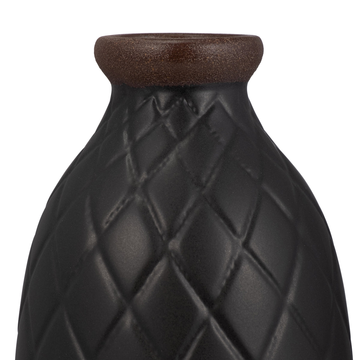 Wellsona Black Small Ceramic Plaid Textured Vase
