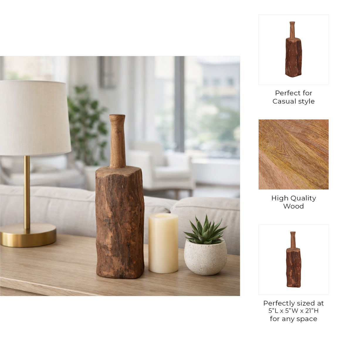 Fuchs Brown Reclaimed Wood Bottle Object - 20653-02