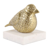 Millerham Gold/White Small Bird on Marble Base Decor